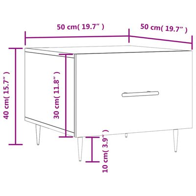 vidaXL Salongbord høyglans hvit 50x50x40 cm konstruert tre