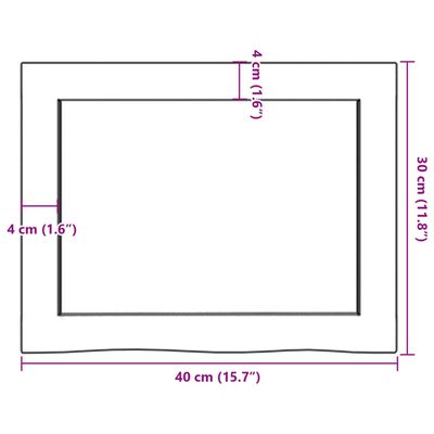 vidaXL Benkeplate til bad mørkebrun 40x30x(2-4) cm behandlet heltre