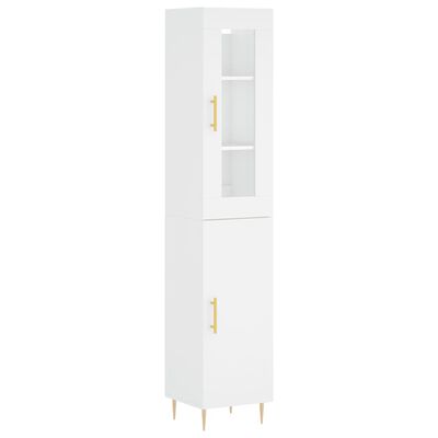 vidaXL Highboard hvit 34,5x34x180 cm konstruert tre