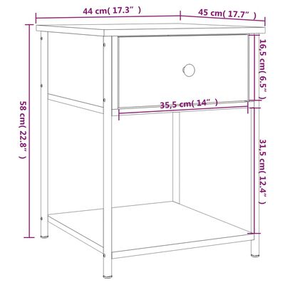 vidaXL Nattbord 2 stk svart 44x45x58 cm konstruert tre