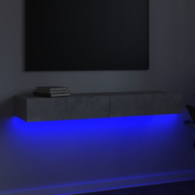 vidaXL TV-benk med LED-lys betonggrå 120x35x15,5 cm