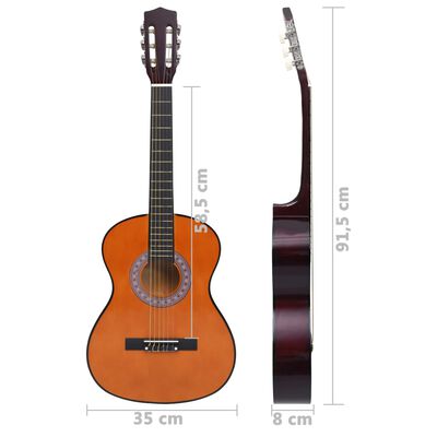 vidaXL Klassisk gitarsett for nybegynnere 8 deler 3/4 36"