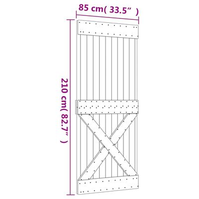 vidaXL Skyvedør med monteringstilbehør 85x210 cm heltre furu