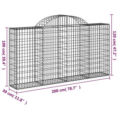 vidaXL Gabionkurv buet 200x30x100/120 cm galvanisert jern