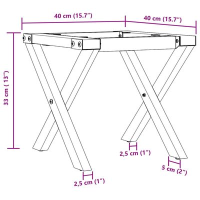 vidaXL Ben for salongbord X-ramme 40x40x33 cm støpejern