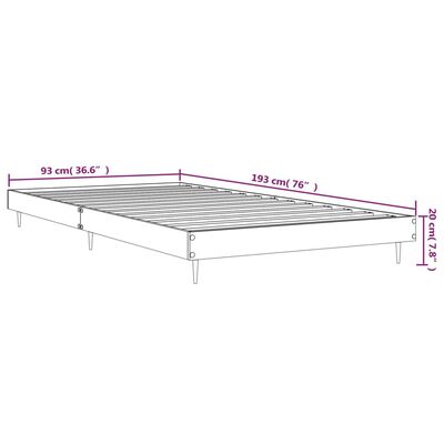 vidaXL Sengeramme grå sonoma 90x190 cm konstruert tre