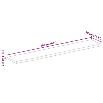 vidaXL Bordplate 160x30x3,8 cm naturlig kant heltre mango