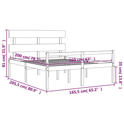 vidaXL Seniorseng med hodegavl 160x200 cm heltre