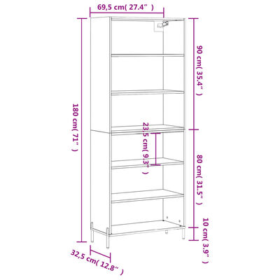 vidaXL Highboard hvit konstruert tre