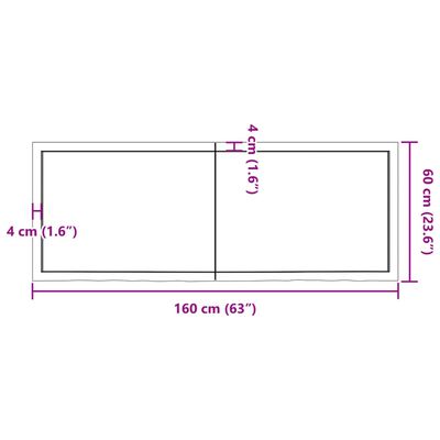 vidaXL Bordplate mørkebrun 160x60x(2-6) cm behandlet heltre eik