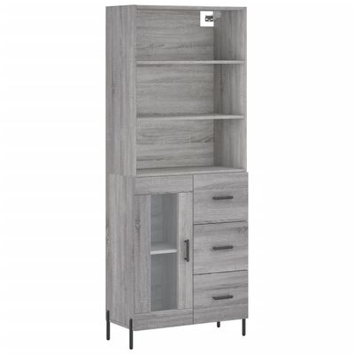 vidaXL Highboard grå sonoma 69,5x34x180 cm konstruert tre