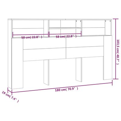 vidaXL Sengegavlskap brun eik 180x19x103,5 cm