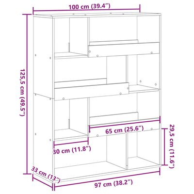 vidaXL Romdeler hvit 100x33x125,5 cm konstruert tre