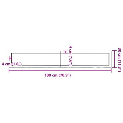 vidaXL Benkeplate til bad 180x30x4 cm ubehandlet heltre