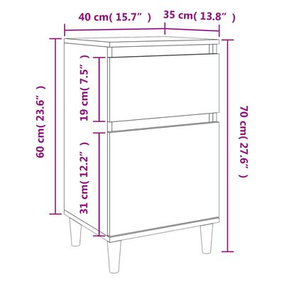 vidaXL Nattbord 2 stk røkt eik 40x35x70 cm