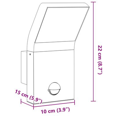 vidaXL Veggmonterte LED-utelampe med sensor hvit støpt aluminium