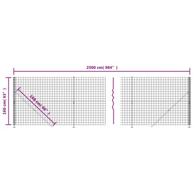 vidaXL Nettinggjerde med flens antrasitt 1,6x25 m