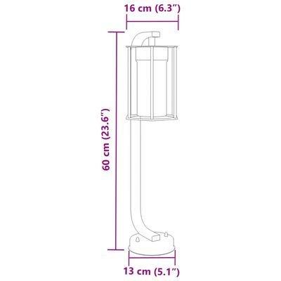 vidaXL Utendørs gulvlampe svart 60 cm rustfritt stål