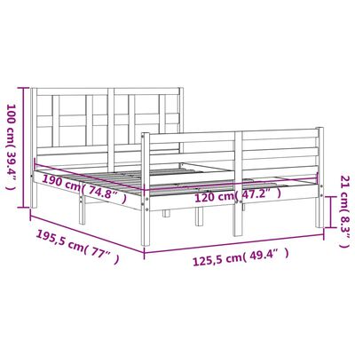 vidaXL Sengeramme med hodegavl small double heltre