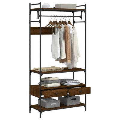 vidaXL Garderobe med skuffer brun eik 89x39x184,5 cm konstruert tre