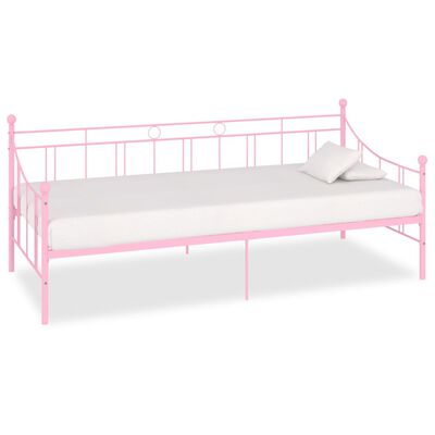 vidaXL Ramme til dagseng rosa metall 90x200 cm