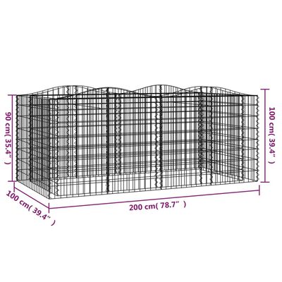 vidaXL Buet gabion høybed 200x100x100 cm galvanisert jern