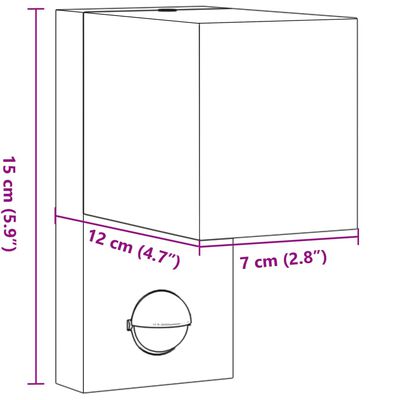 vidaXL Veggmontert utelampe med sensor svart støpt aluminium
