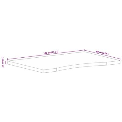 vidaXL Skrivebordsplate med kurve 120x60x2,5 cm heltre grovt mangotre