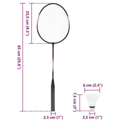 vidaXL Badmintonsett 2 racketer nett og oppbevaringsveske 292x30x152cm