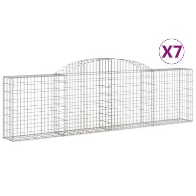 vidaXL Gabionkurver buede 7 stk 300x30x80/100 cm galvanisert jern