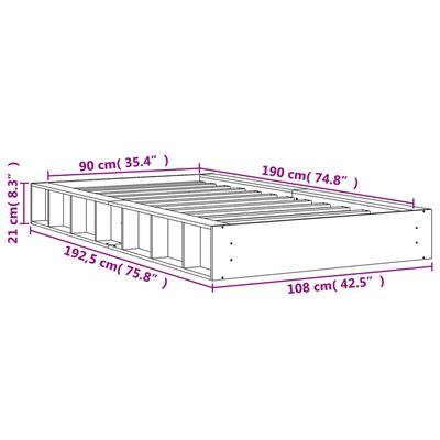 vidaXL Sengeramme uten madrass voksbrun 90x190 cm heltre furu