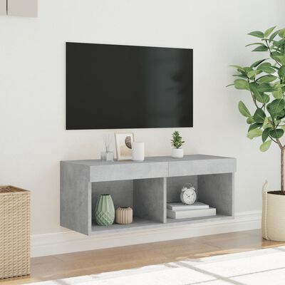 vidaXL TV-benk med LED-lys betonggrå 80x30x30 cm