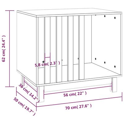 vidaXL Hundehus hvit 70x50x62 cm heltre furu