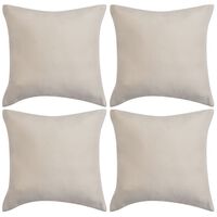 vidaXL Putetrekk 4 stk 40x40 cm Polyester Imitert Semsket Skinn Beige