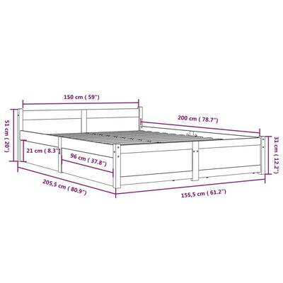 vidaXL Sengeramme med skuffer hvit 150x200 cm King Size