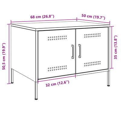 vidaXL Salongbord rosa 68x50x50,5 cm stål