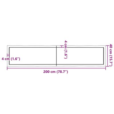 vidaXL Bordplate 200x40x(2-6) cm ubehandlet heltre eik naturlig kant