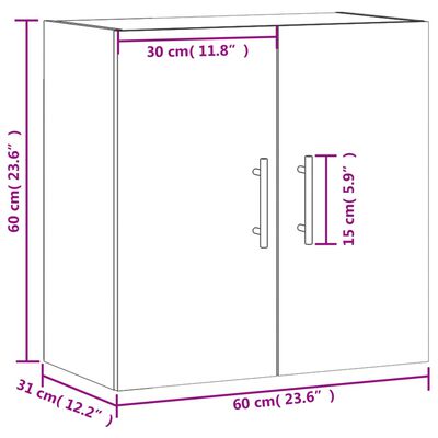 vidaXL Veggskap sonoma eik 60x31x60 cm konstruert tre