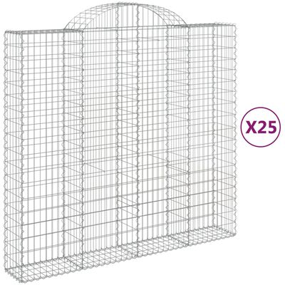 vidaXL Gabionkurver buede 25 stk 200x50x180/200 cm galvanisert jern