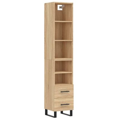 vidaXL Highboard sonoma eik 34,5x34x180 cm konstruert tre