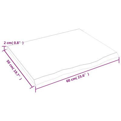 vidaXL Benkeplate til bad mørkebrun 60x50x2 cm behandlet heltre