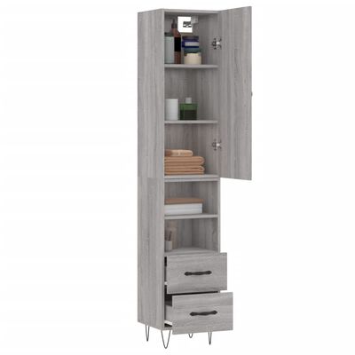 vidaXL Highboard grå sonoma 34,5x34x180 cm konstruert tre