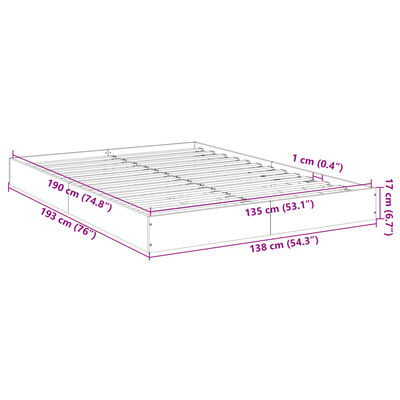 vidaXL Sengeramme svart 135x190 cm konstruert tre