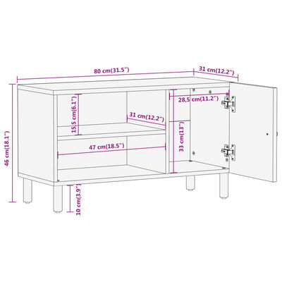 vidaXL TV-benk 80x31x46 cm heltre mango