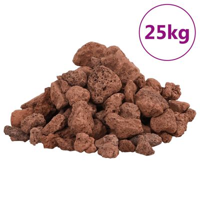 vidaXL Lavasteiner 25 kg rød 1-2 cm