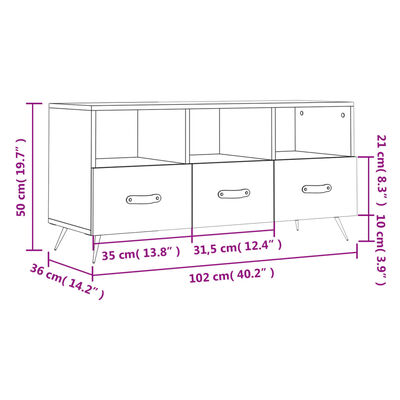 vidaXL TV-benk røkt eik 102x36x50 cm konstruert tre