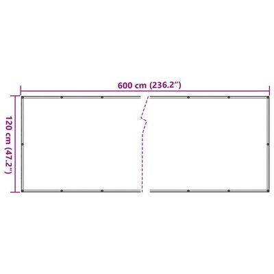 vidaXL Balkongskjerm kremhvit 600x120 cm PVC