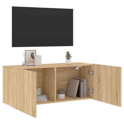 vidaXL Veggmontert TV-benk sonoma eik 100x30x41 cm