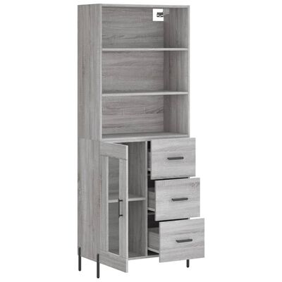 vidaXL Highboard grå sonoma 69,5x34x180 cm konstruert tre