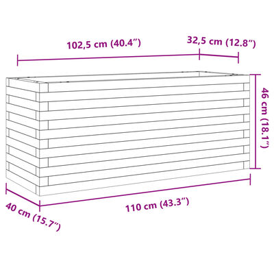 vidaXL Hageplantekasse hvit 110x40x46 cm heltre furu